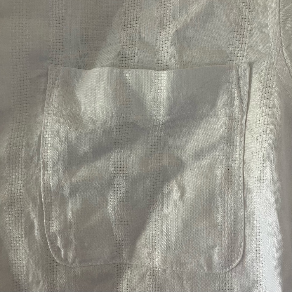 NWT Men’s PANAMA JACK Bright White Linen Short Sleeve Pocket Solid Button Shirt - Picture 3 of 9